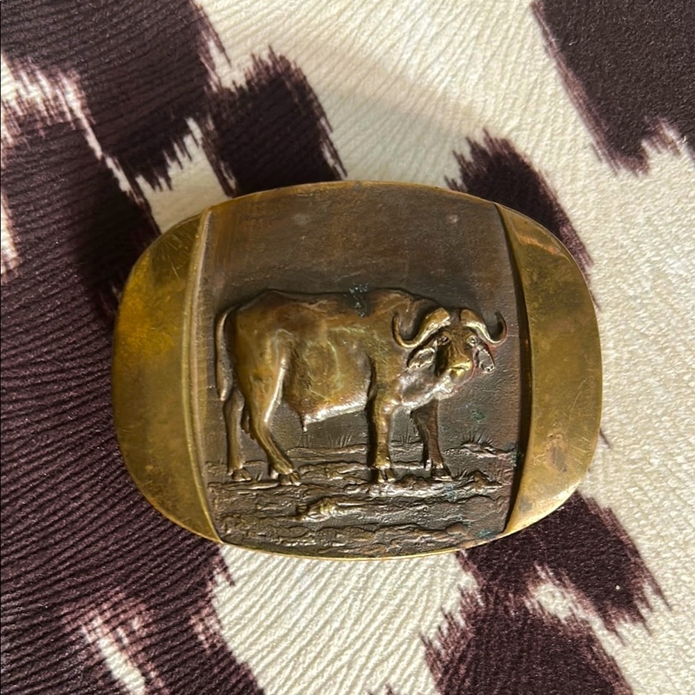 80s Vintage Bronze Water Buffalo Buckle